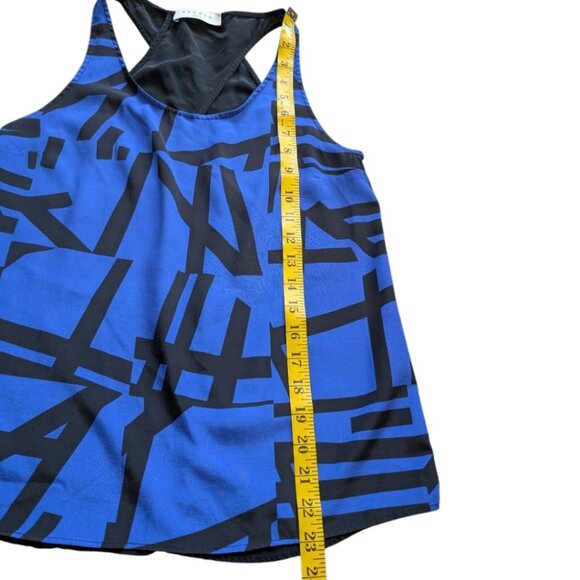 Sandro Paris Blouse Silk Sleeveless Black Blue Abstract Print Open Back Women 4 - Picture 15 of 15
